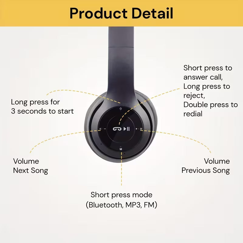 Wireless Headphones Earphones Over Ear Headset