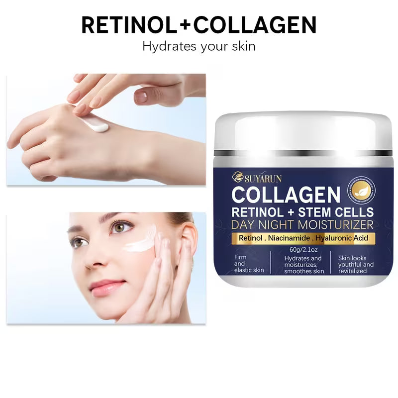 SUYARUN Advanced Retinol Collagen Cream: Day/Night Moisturizer with Niacinamide & Green Tea. Hydrates, firms, evens Light Beige. Lightweight, non-greasy. for face & neck. Unisex.