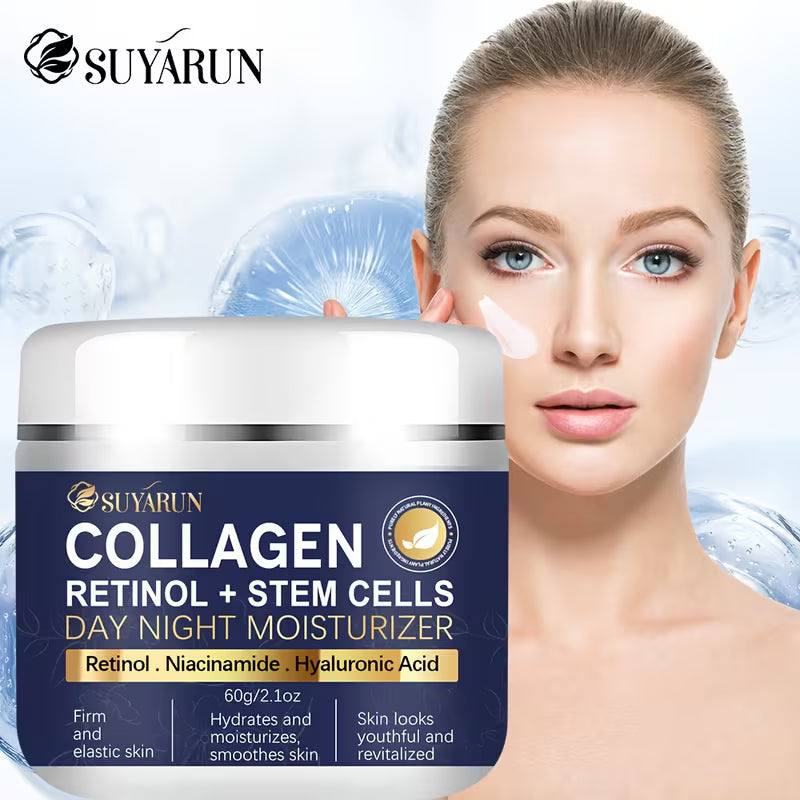 SUYARUN Advanced Retinol Collagen Cream: Day/Night Moisturizer with Niacinamide & Green Tea. Hydrates, firms, evens Light Beige. Lightweight, non-greasy. for face & neck. Unisex.