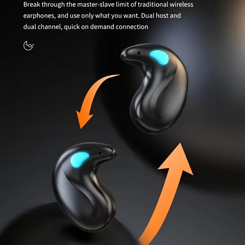 Wireless In-Ear Headphones- Comfortable Sleeping Earbuds with HIFI Bass, Stereo HD Calling, Rechargeable Lithium Battery, USB Type-C Charging