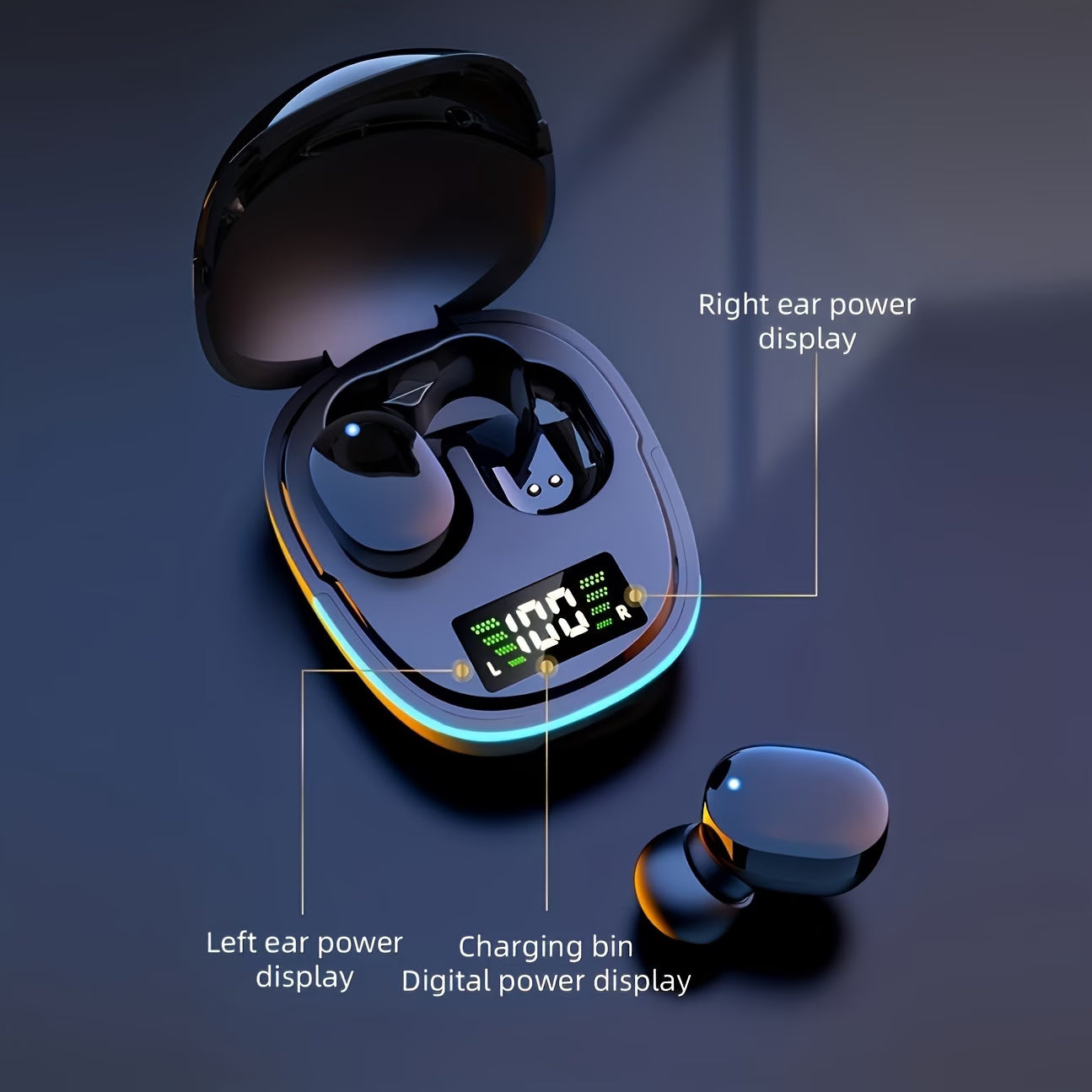 Wireless Earbuds with Touch Control & LED Screen for Ios & Android