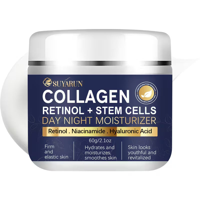 SUYARUN Advanced Retinol Collagen Cream: Day/Night Moisturizer with Niacinamide & Green Tea. Hydrates, firms, evens Light Beige. Lightweight, non-greasy. for face & neck. Unisex.