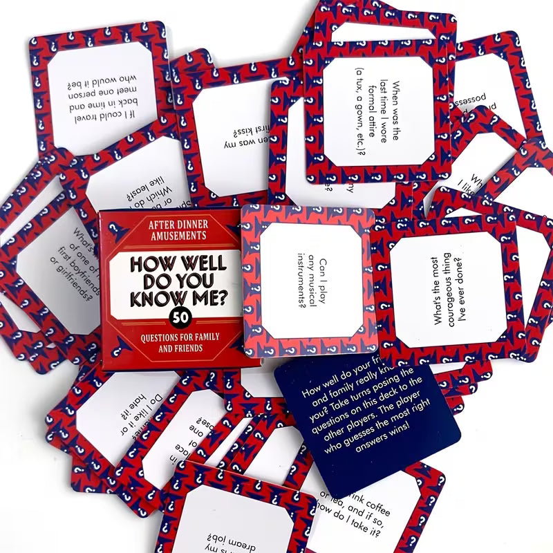 How well do you know me? - Card Game Entertainment Entertainment cards for family friends