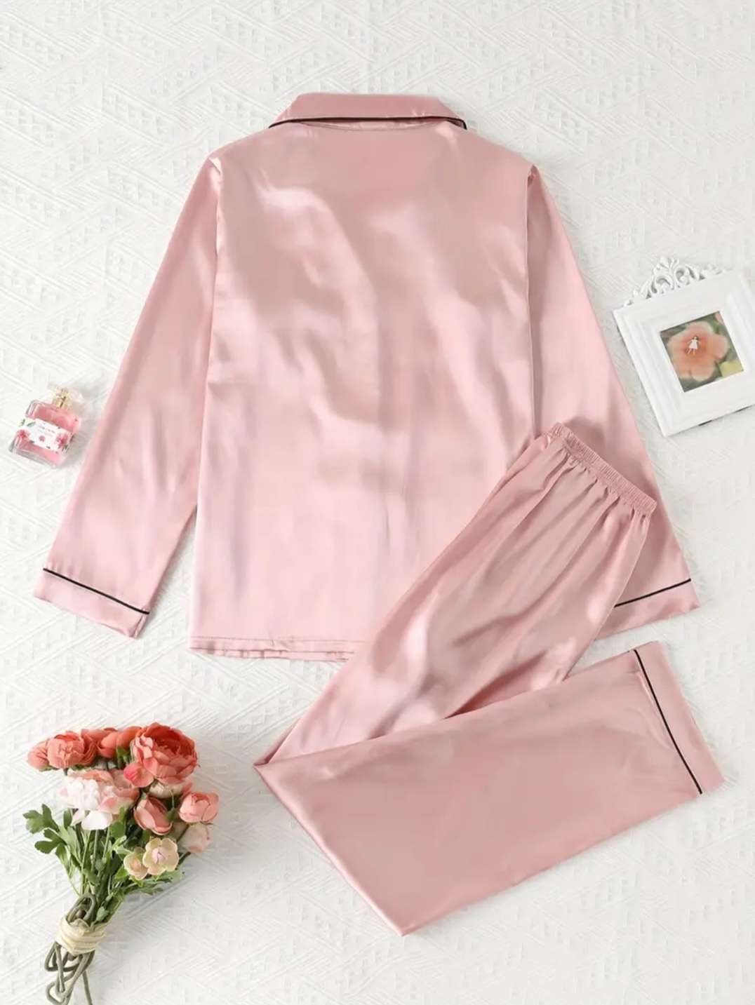Cozy Long Sleeve Satin Pajama Set