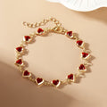 Women's Elegant Red Heart Charm Bracelet
