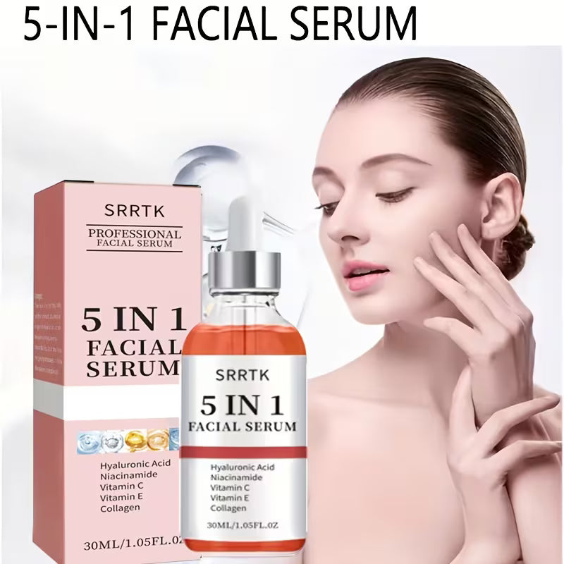 5-In-1 Facial with Hyaluronic Acid, Collagen, Niacinamide, Vitamin C & E - Pore Minimizing Hydration Formula