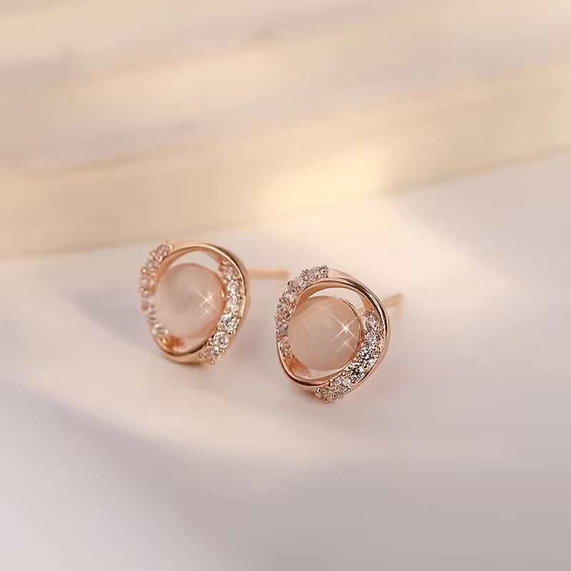 Elegant RoseGold Earrings with sterling silver ear needles