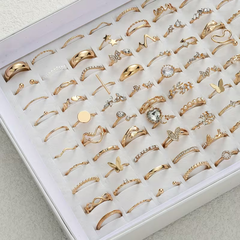 Elegant Women's Golden Coloured Rings