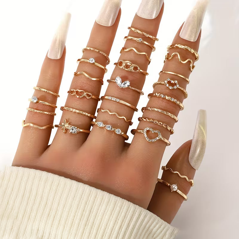 Elegant Women's Golden Coloured Rings