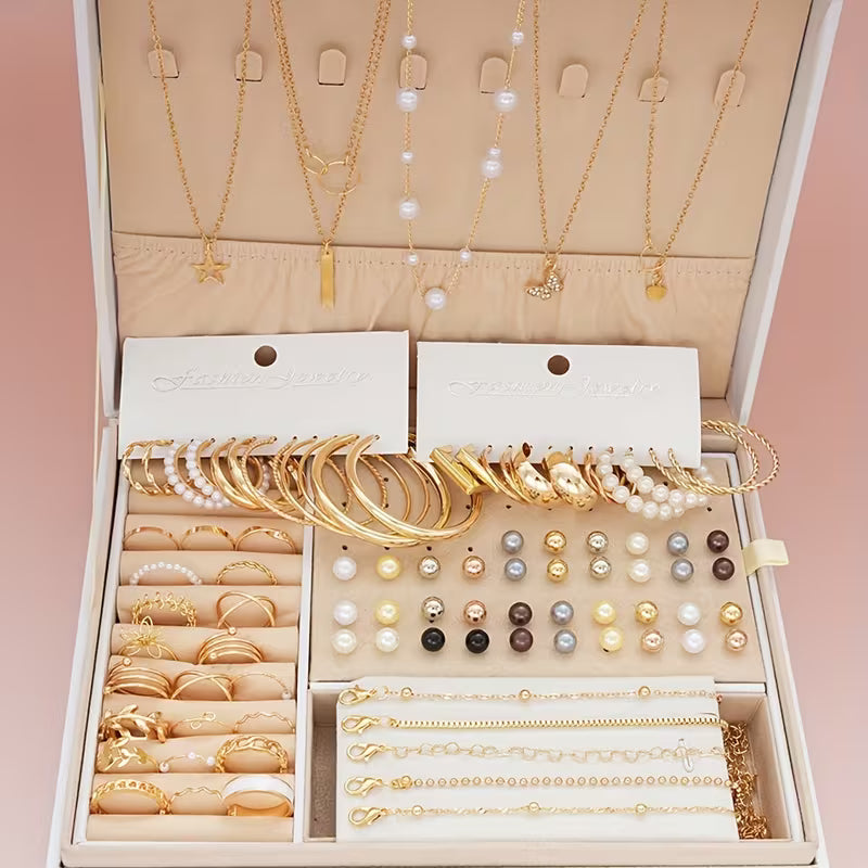 Stylish Elegant Assortment of Earrings, Necklaces, Rings, and Bracelets for Women - Versatile Casual Attire