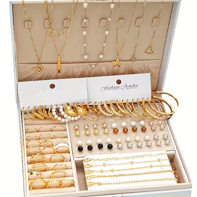 Stylish Elegant Assortment of Earrings, Necklaces, Rings, and Bracelets for Women - Versatile Casual Attire