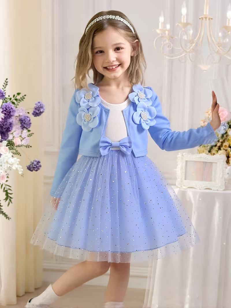 Dress with Bowknot, Sweet And Cute Matching Outfit