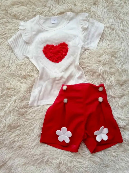 ' Little Red Heart' outfit for little girls