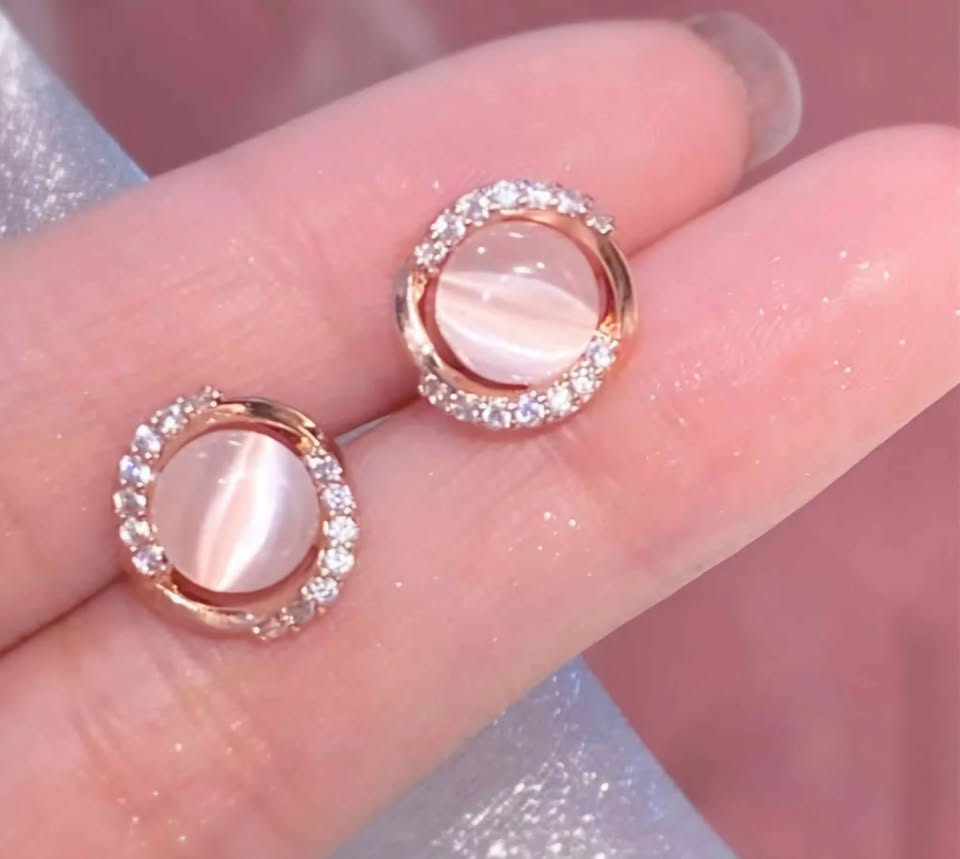 Elegant RoseGold Earrings with sterling silver ear needles