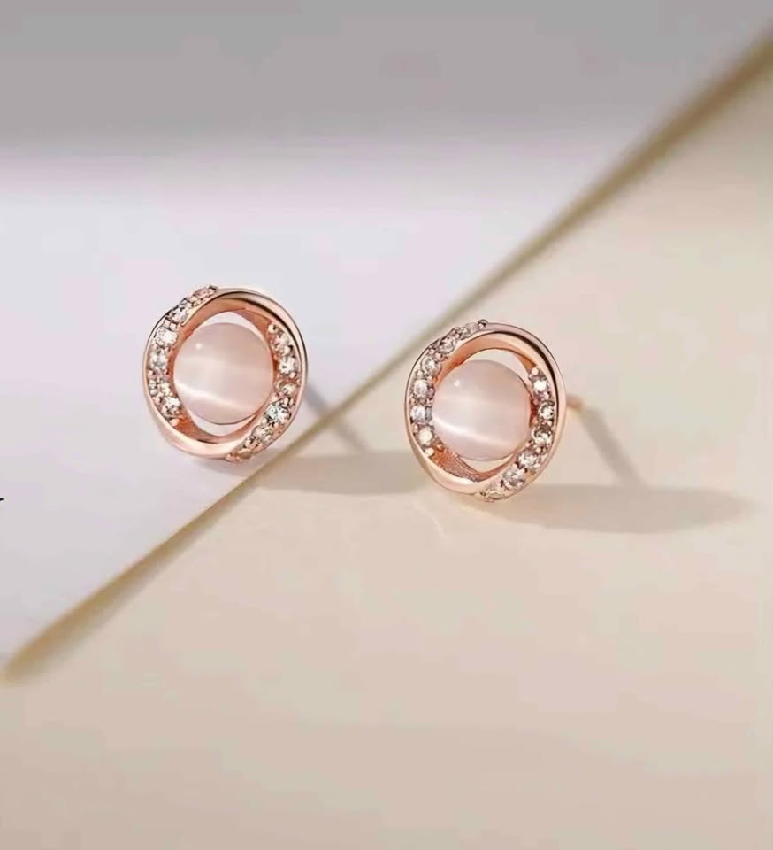 Elegant RoseGold Earrings with sterling silver ear needles
