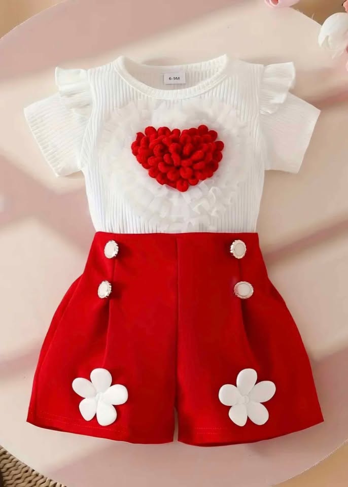 ' Little Red Heart' outfit for little girls