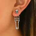 Halloween Skeleton Drop Earrings - Silver Tone