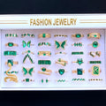 Retro Artificial Green Crystal Ring Set, Daily Jewelry Accessories, Fashion Rings