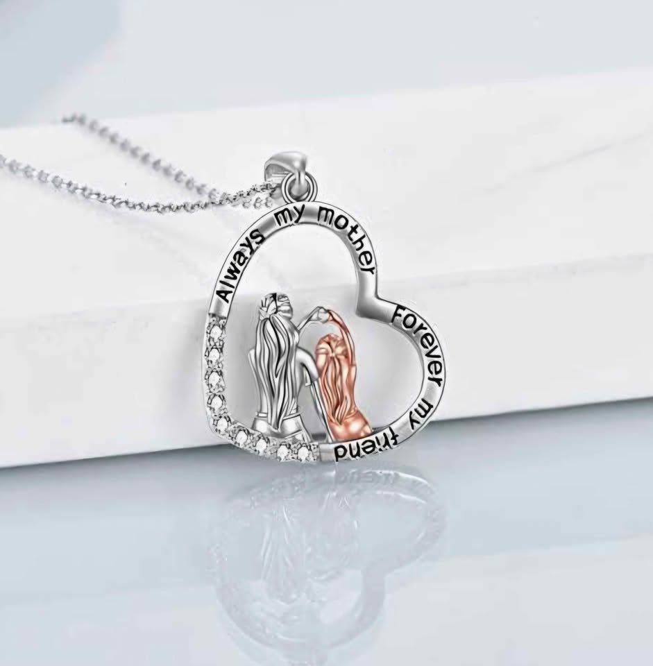 Gifts for Mom 925 Sterling Silver Mother and Daughter Necklace Pendant Jewelry