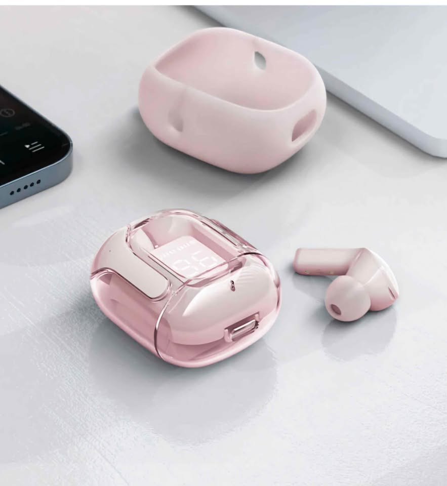 New Wireless Bluetooth Headphones Noise Canceling Transparent case