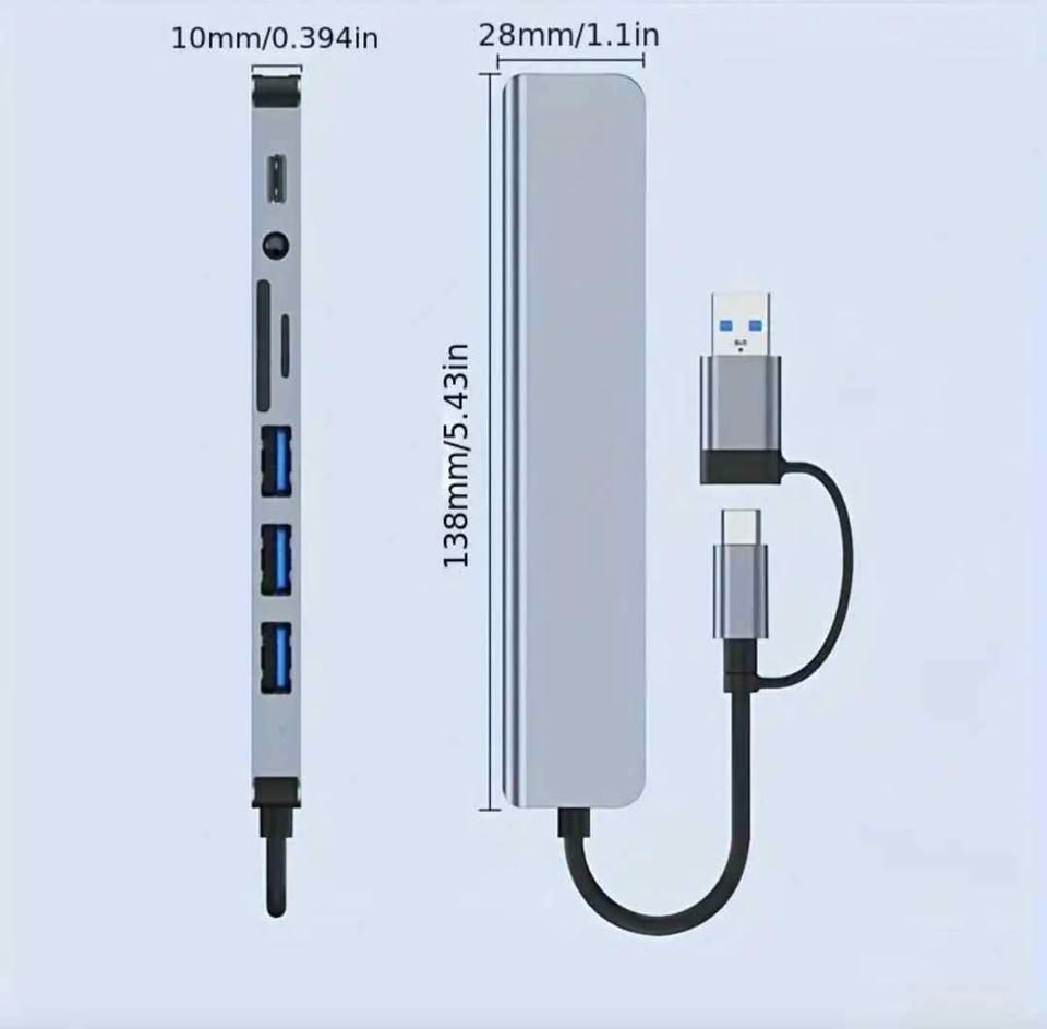 8 in 1 USB Multiport simultaneously use Hub