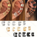 Fashionable and Minimalist Wide Leaf Multi-Layer Metal Style Ear Clip Set