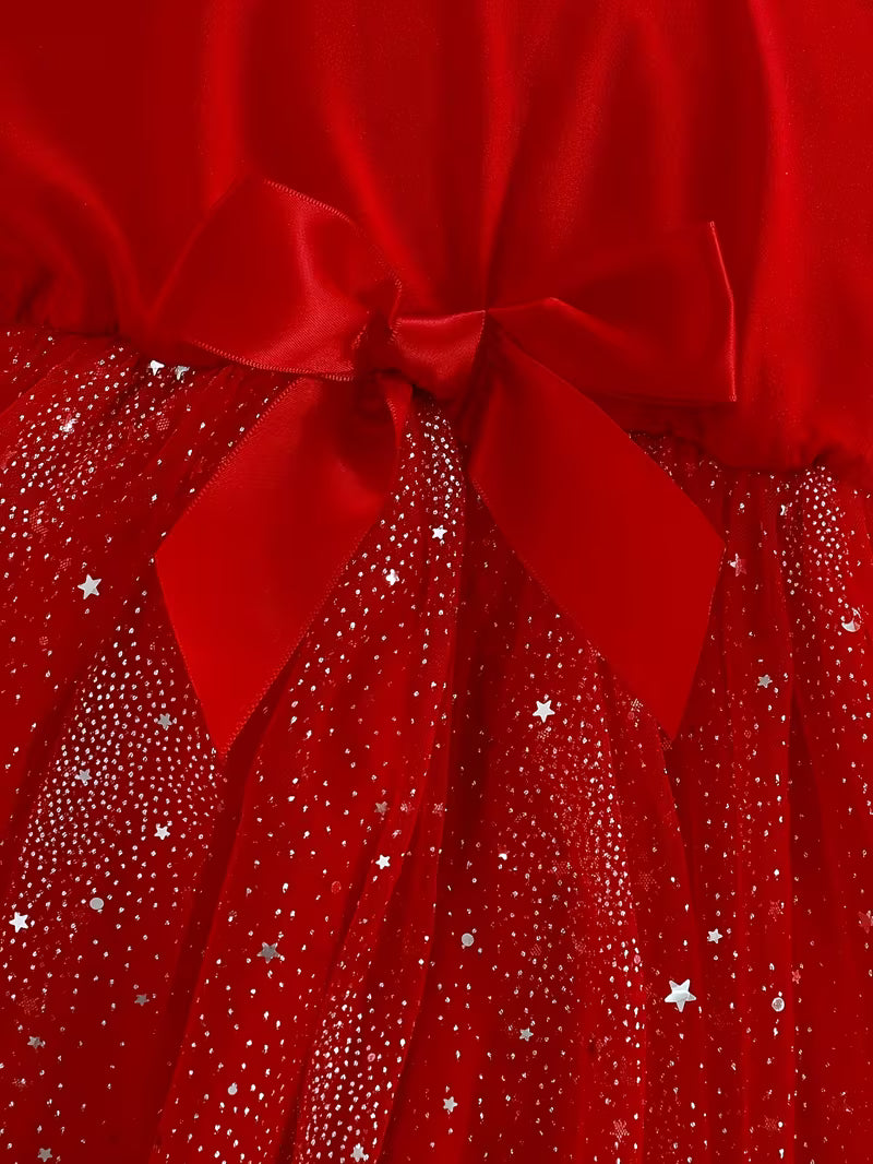 Elegant Girls Red One-Strap Small Bow Dress