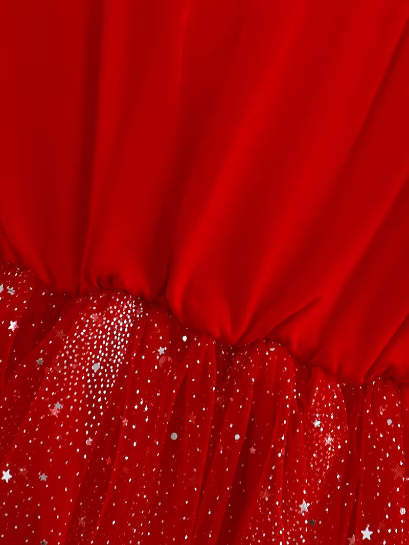 Elegant Girls Red One-Strap Small Bow Dress