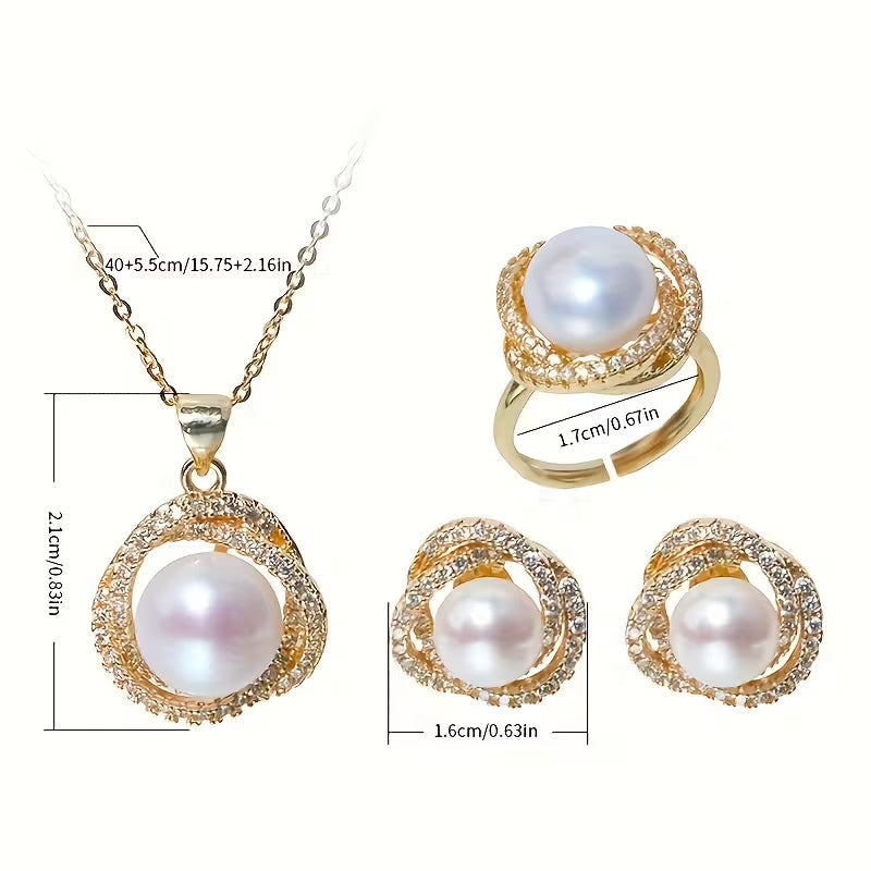 Elegant Pearl Gold tone Jewellery Set