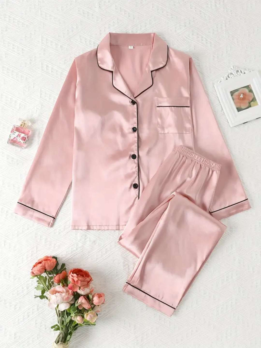 Cozy Long Sleeve Satin Pajama Set