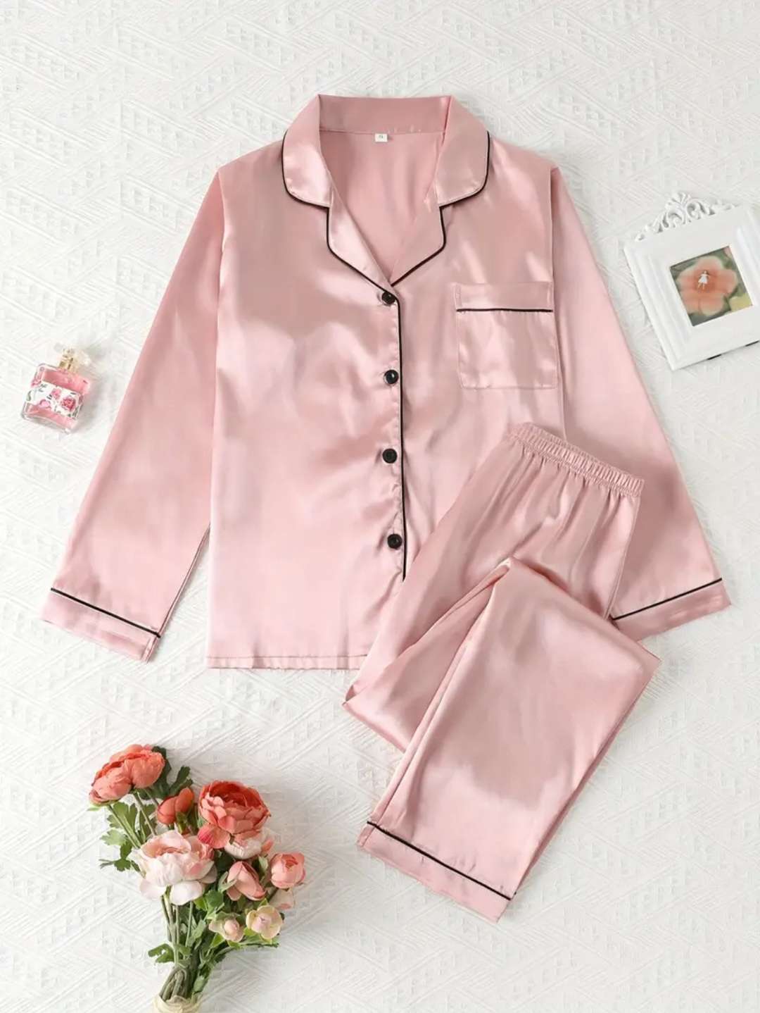 Cozy Long Sleeve Satin Pajama Set