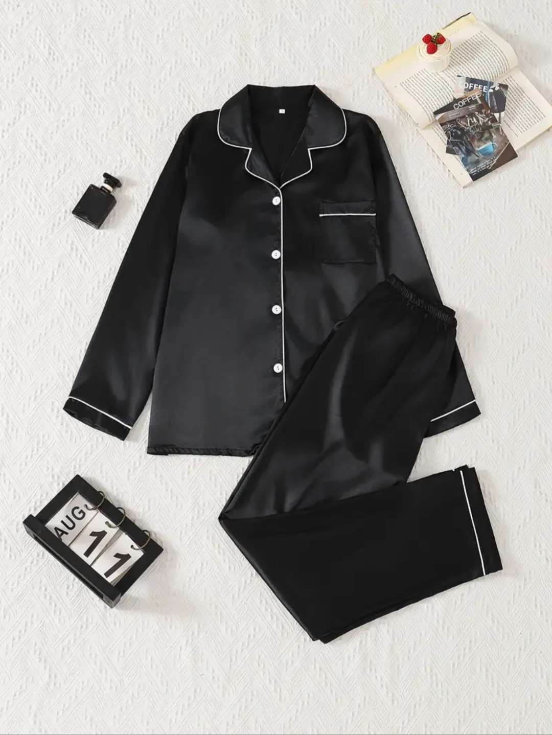 Cozy Long Sleeve Satin Pajama Set