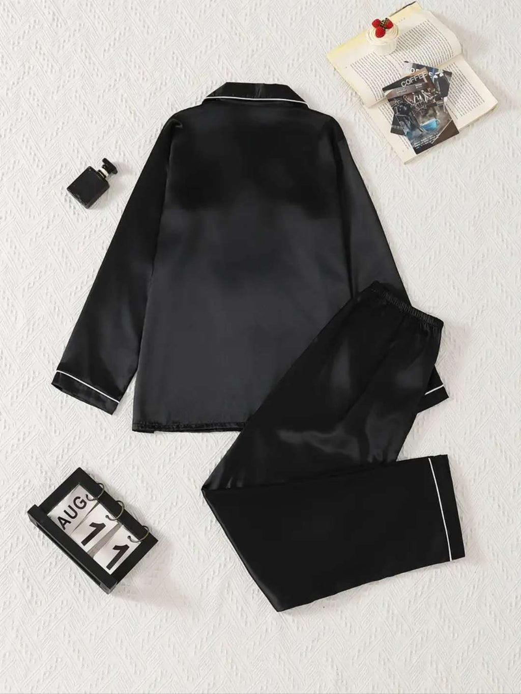 Cozy Long Sleeve Satin Pajama Set