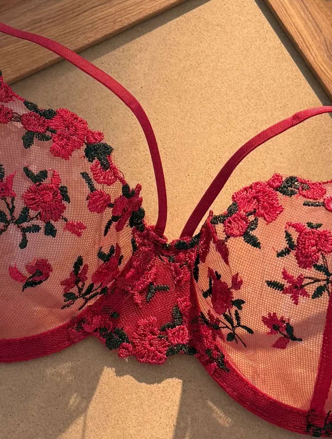 Sheer Winered Floral Lingerie