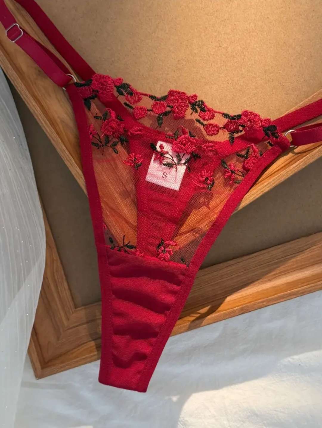 Sheer Winered Floral Lingerie