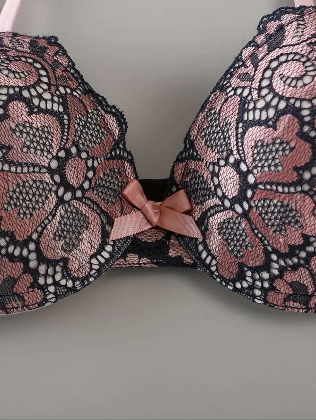 Floral pushup bra and underwear set