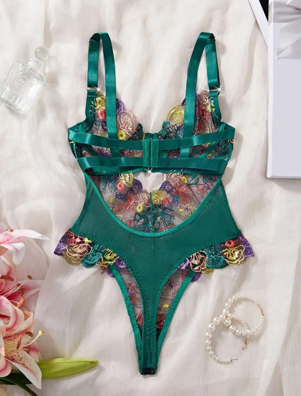 Beautiful Embroidered Sheer Bodysuit
