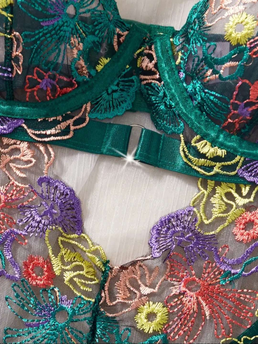 Beautiful Embroidered Sheer Bodysuit