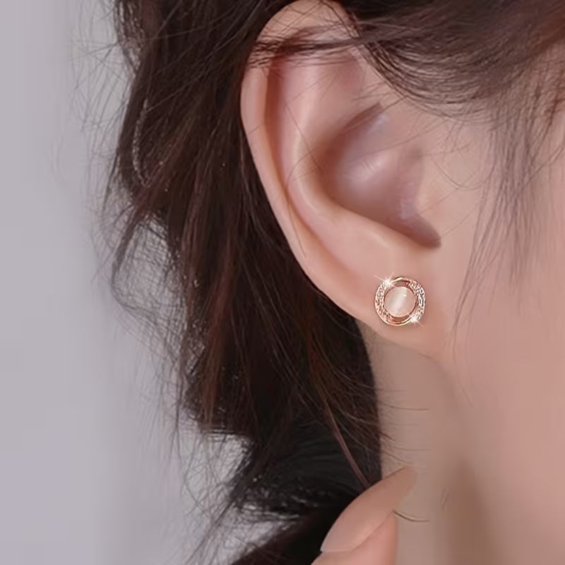 Elegant RoseGold Earrings with sterling silver ear needles