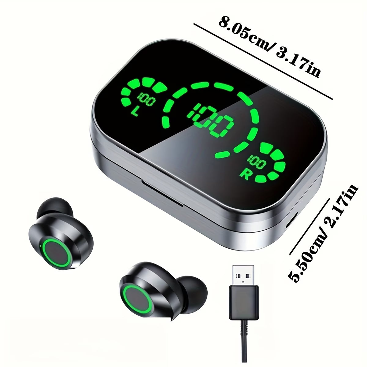Wireless Earbuds with battery display case
